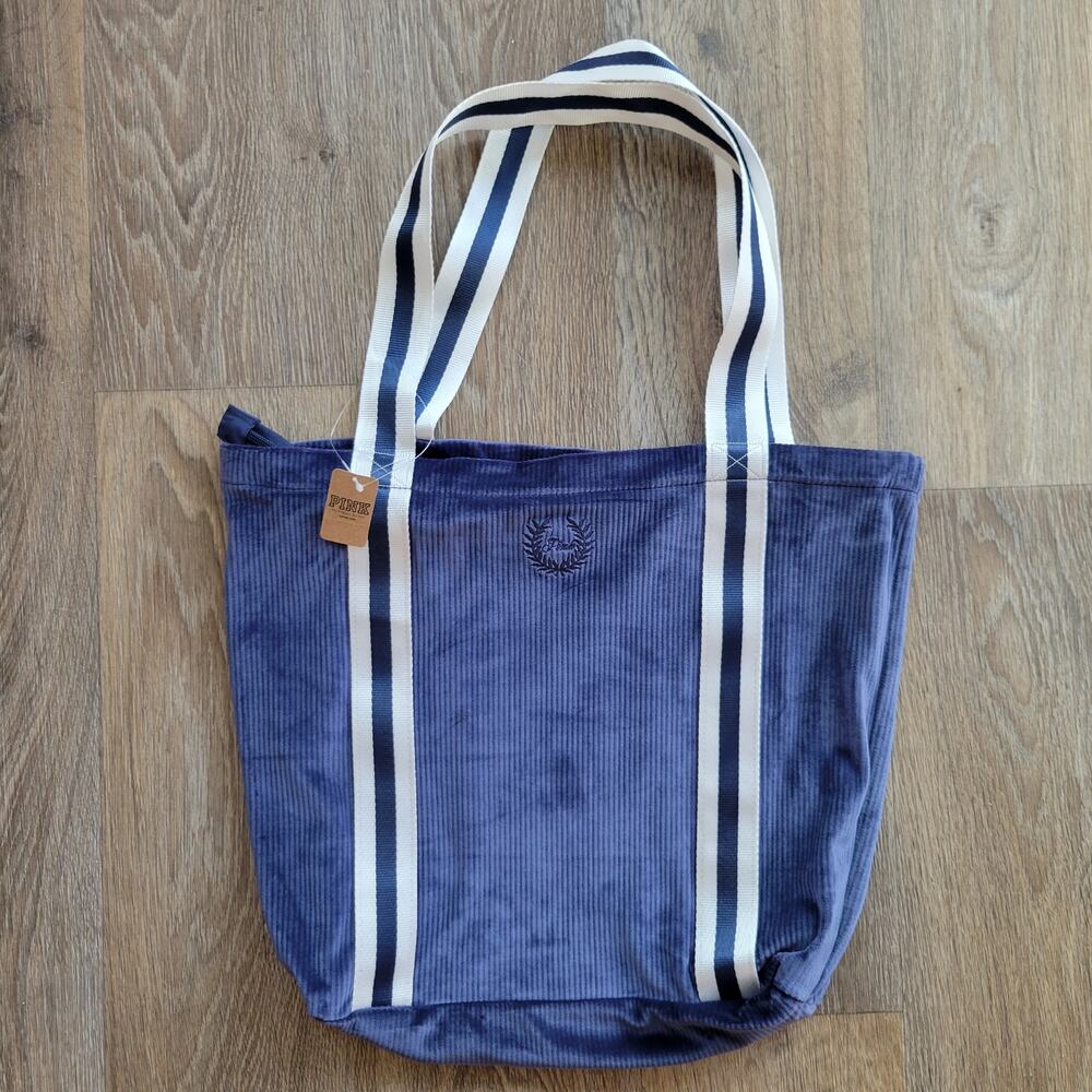 Victoria's Secret PINK Ribbed Soft Velour Blue Tote Bag